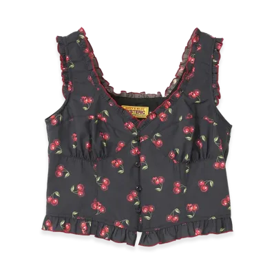 HYSTERIC GLAMOUR Women's Hysteric Glamour Skull Cherry Frill Bustier "Other Black"