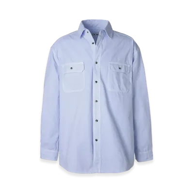 LOEWE Men's Long Sleeve Regular Collar Shirt "Light Blue"
