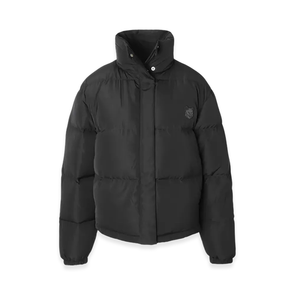 Maison Kitsune Cropped Puffer In Nylon With Bold Fox Head Patch "Black"