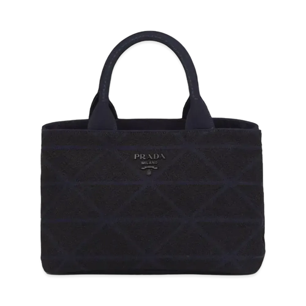 PRADA Cotton Canvas Tote Bag "Navy"