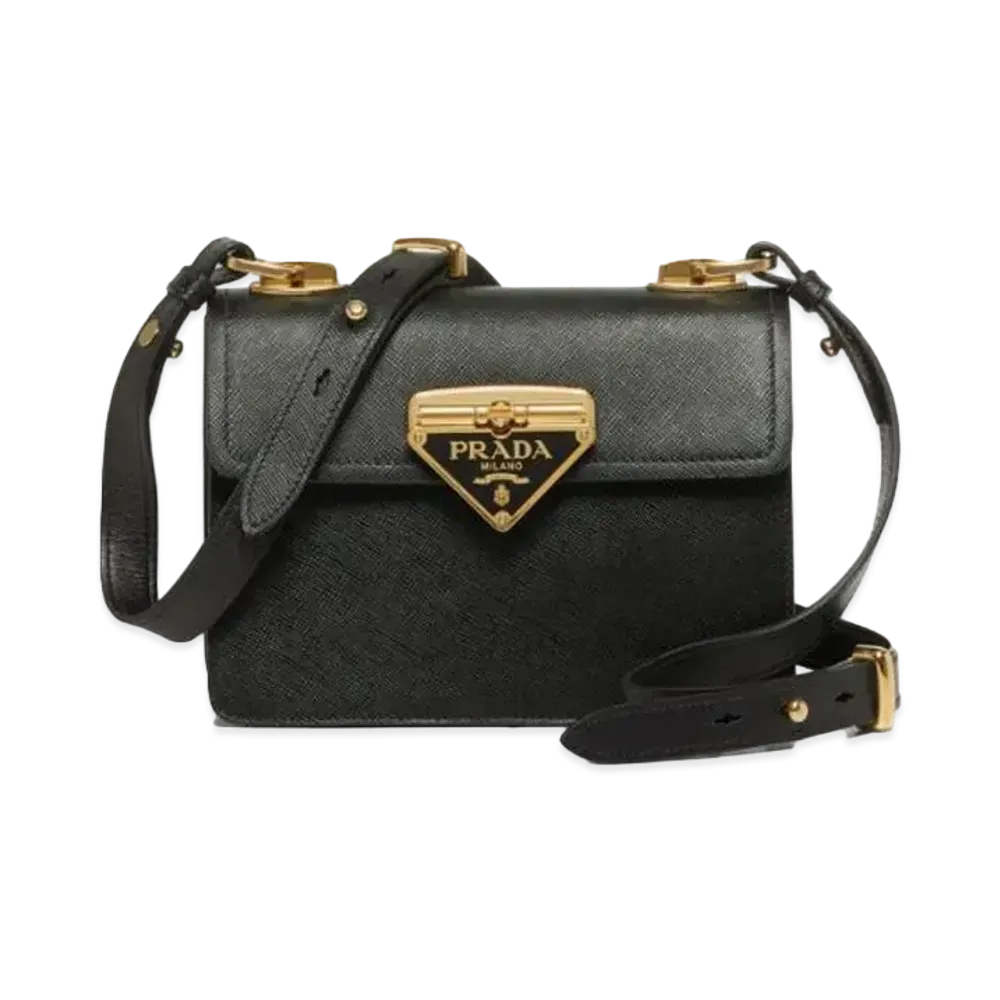 PRADA Saffiano Leather Symbol Bag "Black"