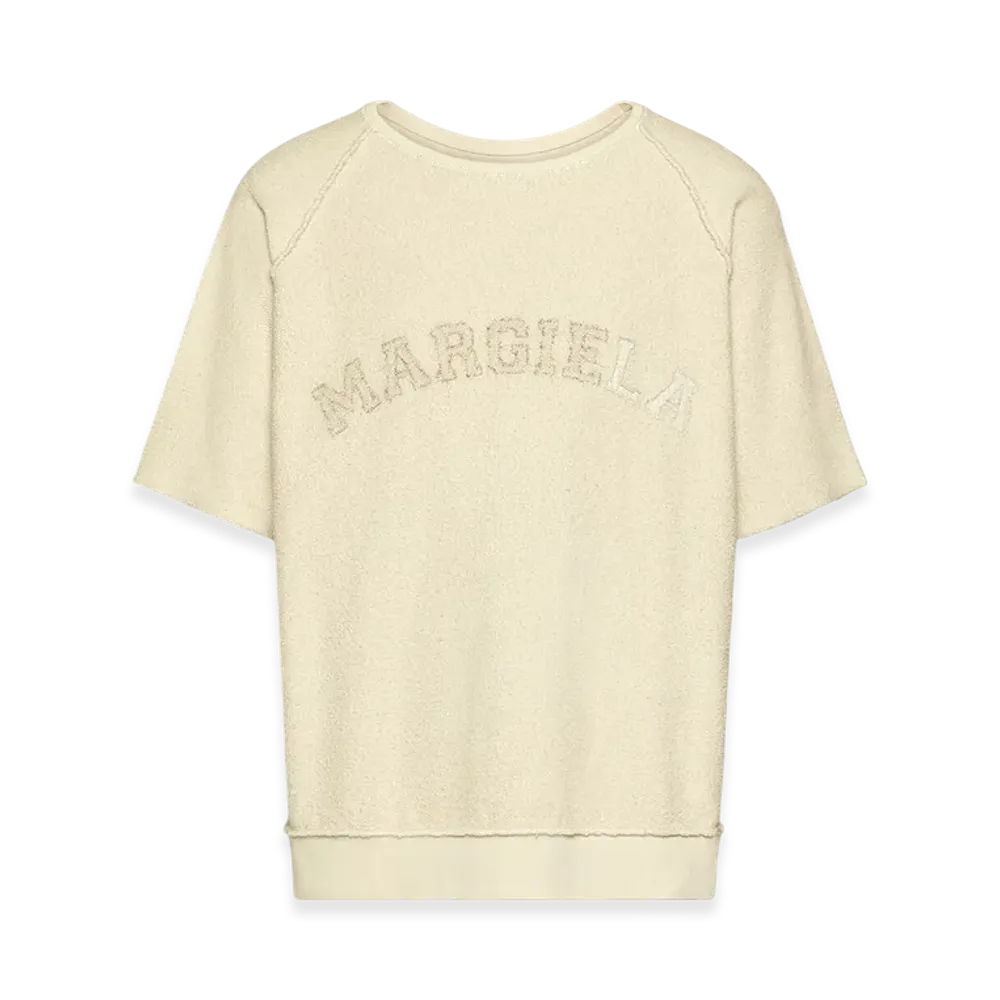 Maison Margiela Men's Logo Short Sleeve Sweatshirt "Ecru"