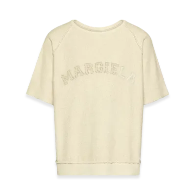 Maison Margiela Men's Logo Short Sleeve Sweatshirt "Ecru"