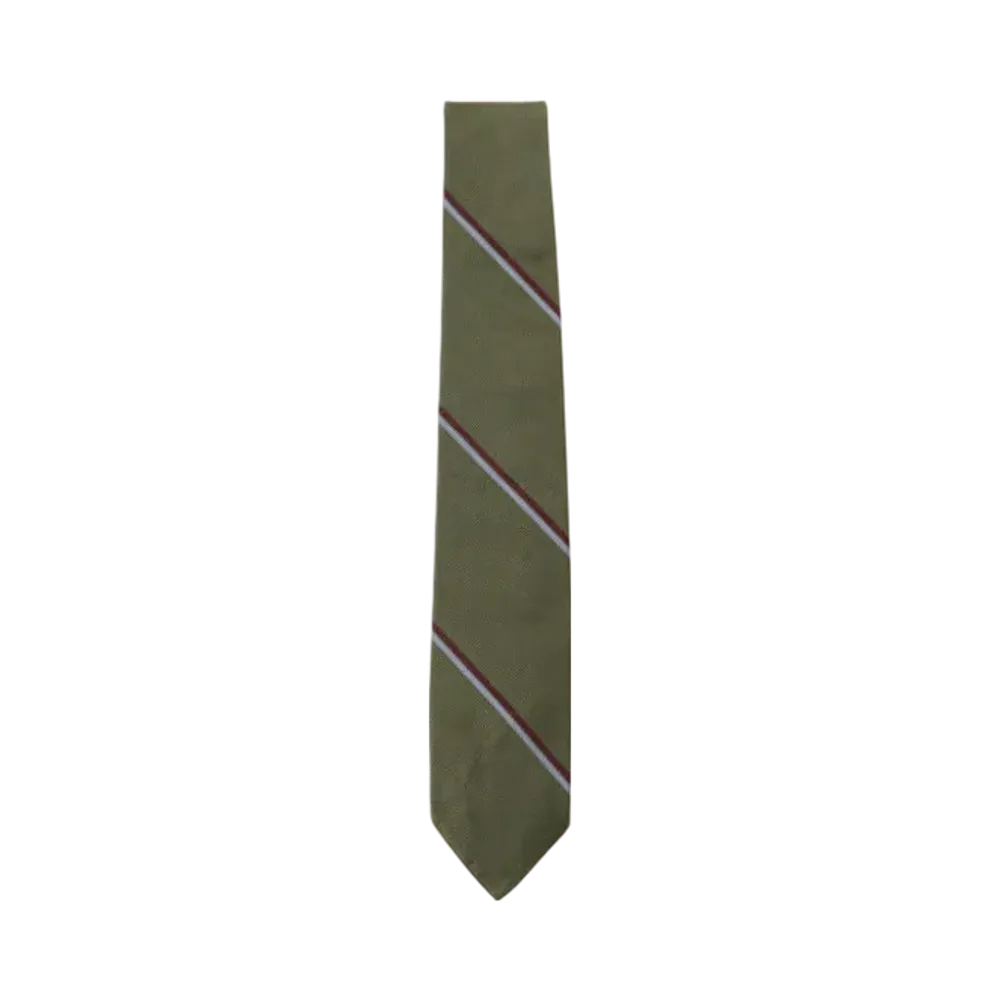 BEAMS Silk Tie Wide Regimental Stripe "Green"