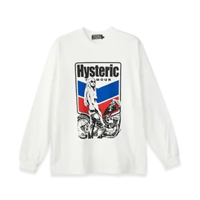 HYSTERIC GLAMOUR Motorcycle Girl T-Shirt "White"