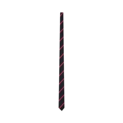 CELINE Thin Tie in Striped Silk "Navy/Bordeaux/Off White"