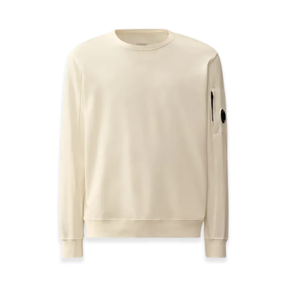 C.P. Company Light Fleece Crewneck Lens Sweatshirt "Gauze White"