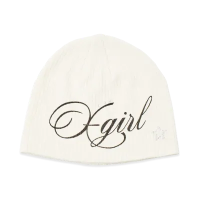 X-Girl Women's Spray Logo And Studded Beanie "White"