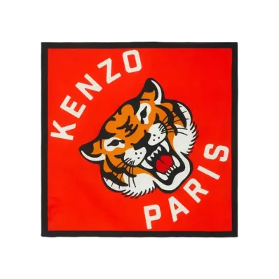 KENZO 'STAMP' Cotton Bandana "Medium Red"
