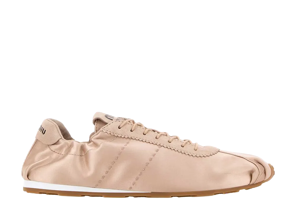 MIU MIU Women's Pastel Pink Satin Sneakers "Beige"