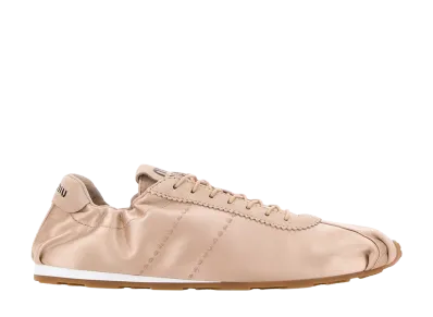 MIU MIU Women's Pastel Pink Satin Sneakers "Beige"