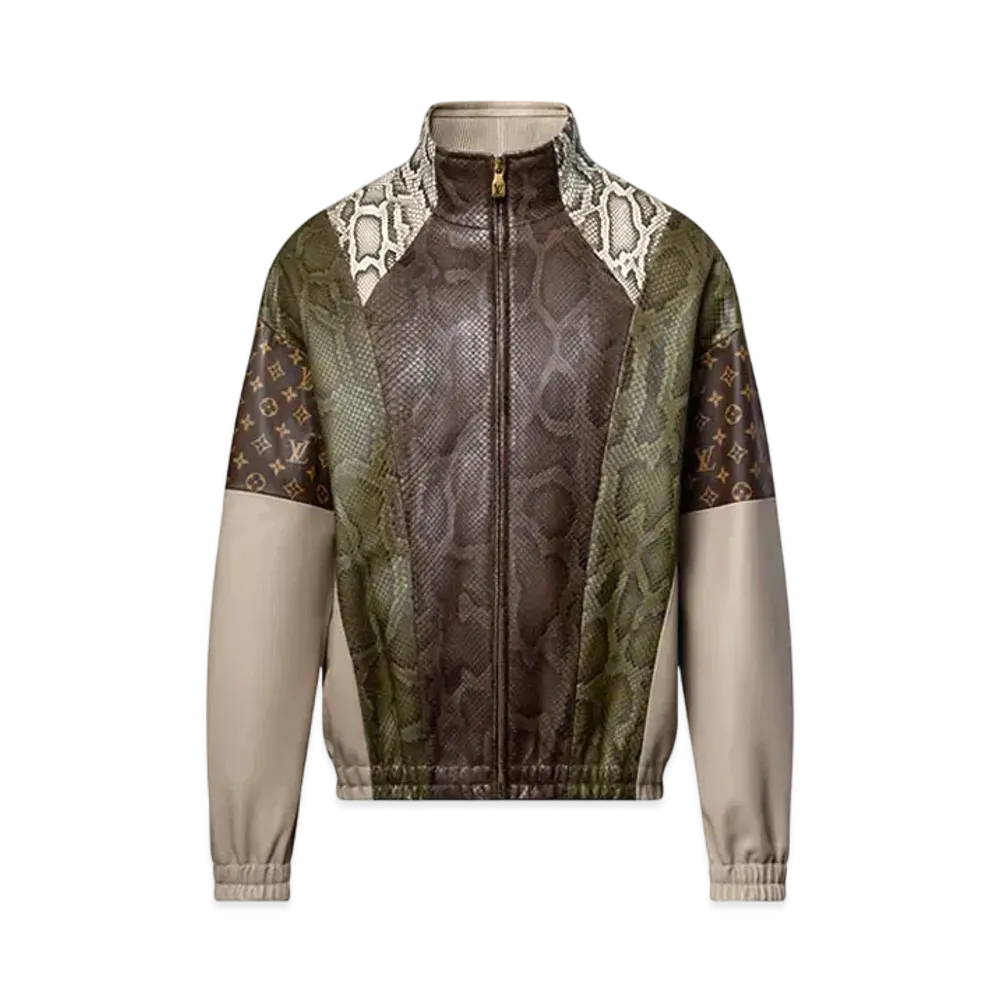 Louis Vuitton Python Mix Leather Tracksuit Top "Mid Brown"