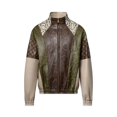 Louis Vuitton Python Mix Leather Tracksuit Top "Mid Brown"