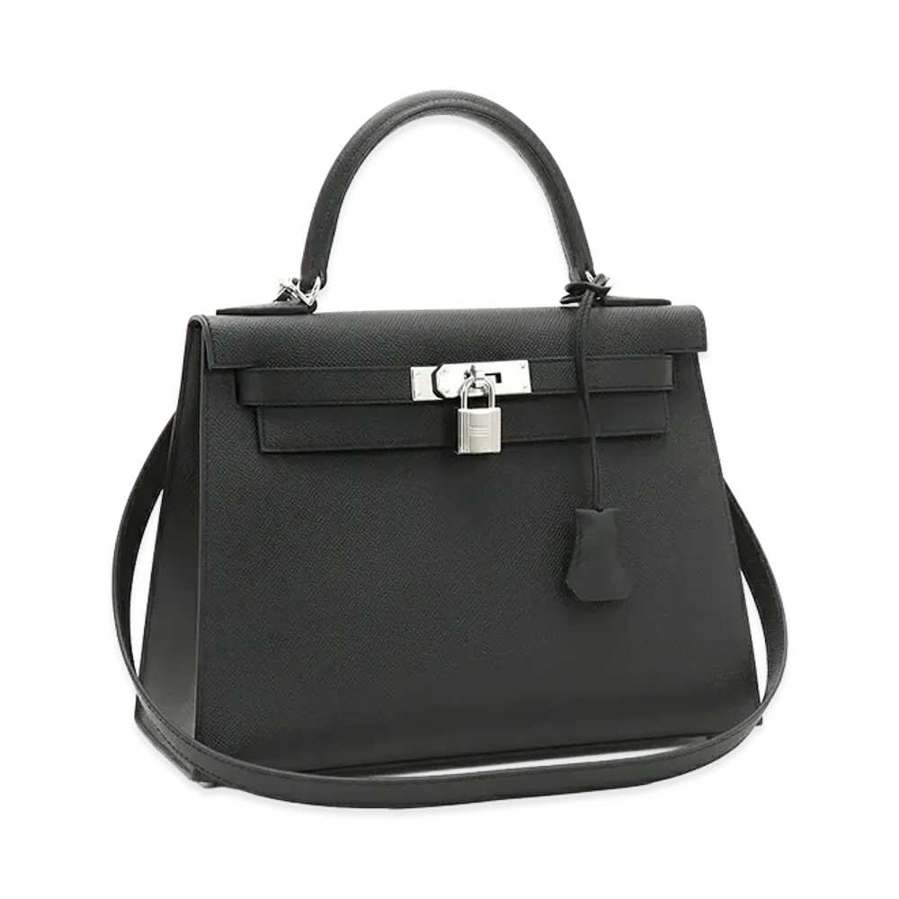 Hermes Women's Kelly 28cm Sellier Veau Epsom Handbag "Noir"