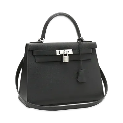 Hermes Women's Kelly 28cm Sellier Veau Epsom Handbag "Noir"