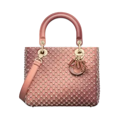 Dior Medium Lady Bag Gradient Bead Diamond Motif "Ethereal Pink"
