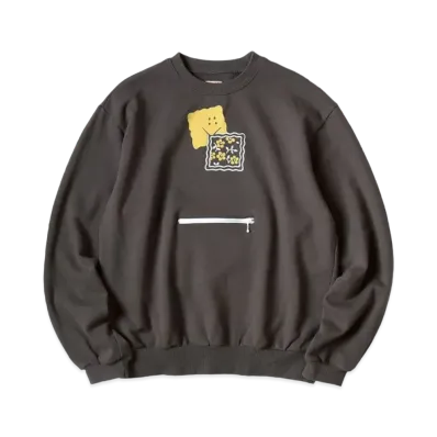 KAPITAL 30 Fleece Cookie Pocket Crew Sweat "Charcoal"