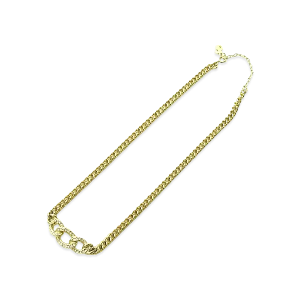 Dior Rhinestone Chain Necklace "Gold"