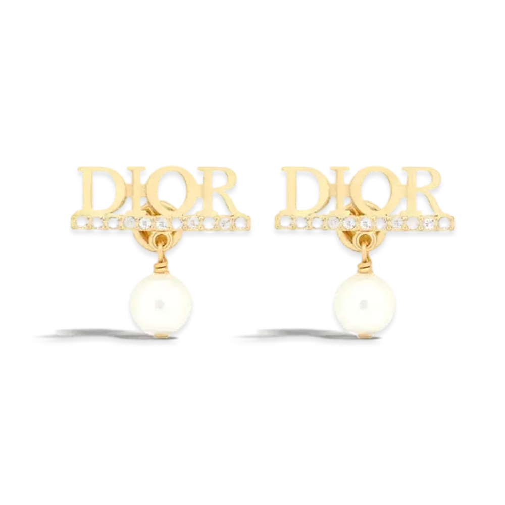 Dior Dio(r)evolution Earrings Metal with Resin Pearls and Crystals "Gold/Silver/White"