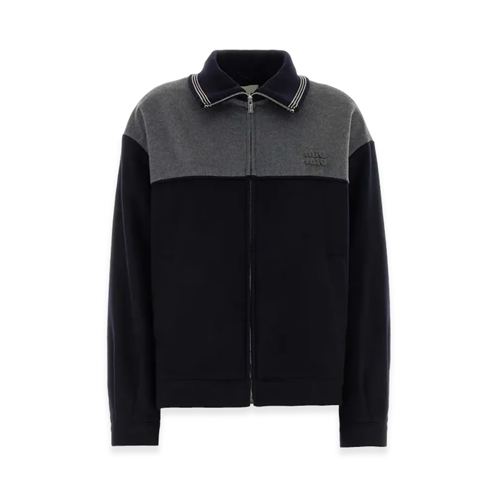 MIU MIU Women's Two-Tone Velour Jacket "Navy/Grey"