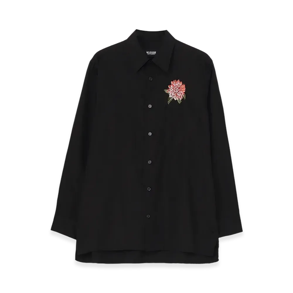 WILDSIDE YOHJI YAMAMOTO Dahlia Embroidery Shirt "Black"
