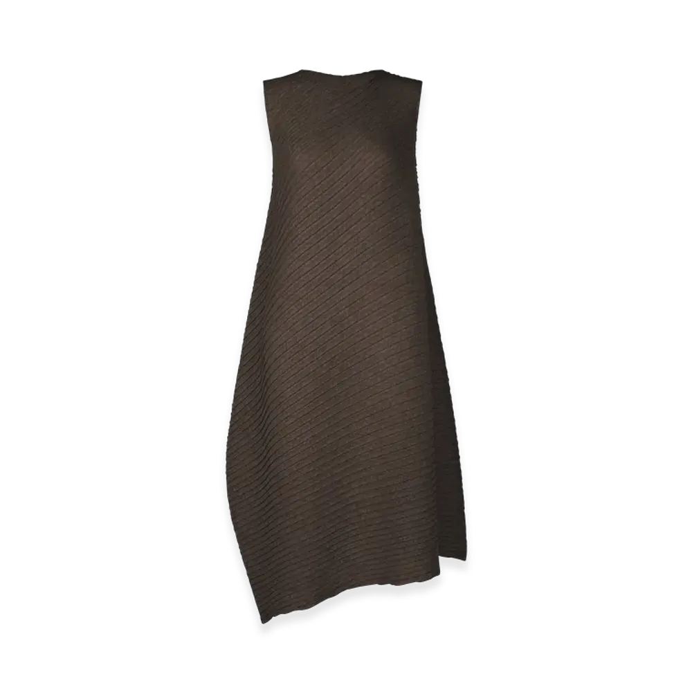 ISSEY MIYAKE Sheer Linen Like Pleats "NasuBrown"