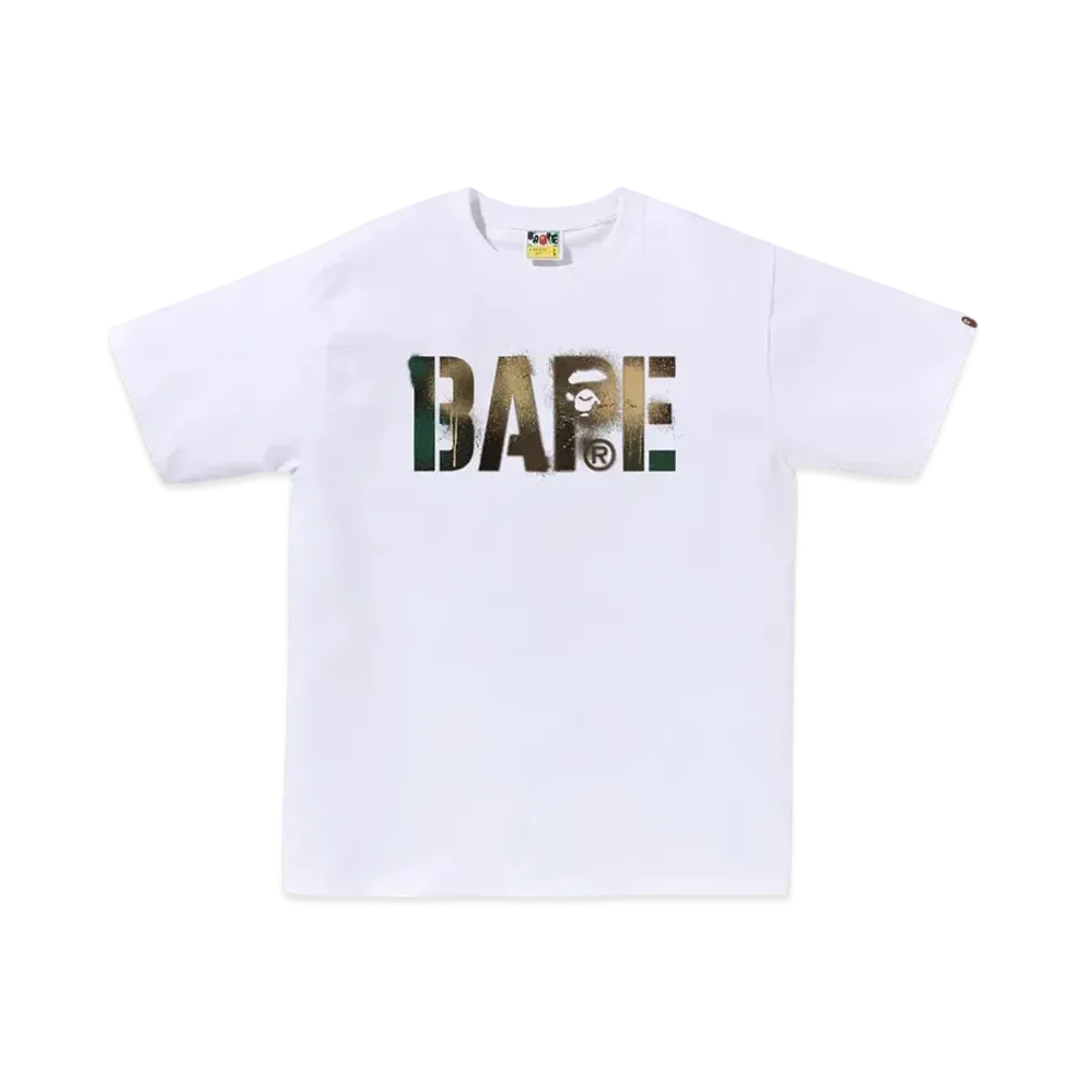 A BATHING APE Map Camo Stencil Bape Logo Tee "White/ Green"