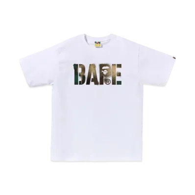 A BATHING APE Map Camo Stencil Bape Logo Tee "White/ Green"