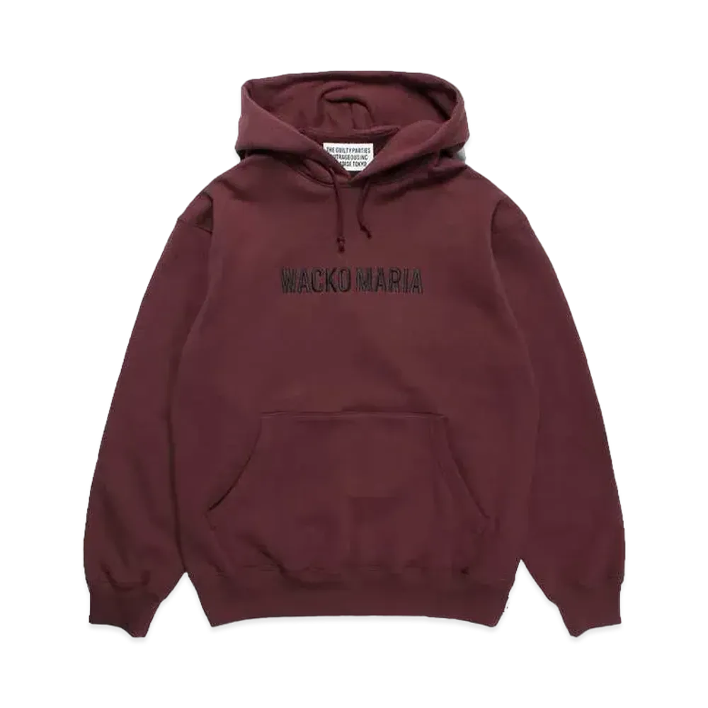 WACKO MARIA Middle Weight Pull Over Hooded Sweat Shirt "Burgundy"
