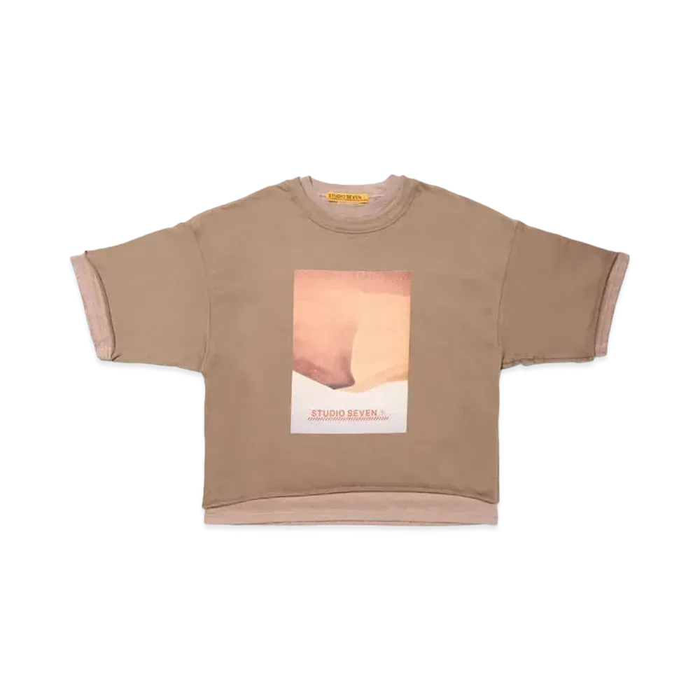 STUDIO SEVEN Big Layered SS Tee "BEIGE"