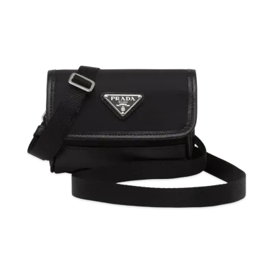 PRADA Re-Nylon and Saffiano Leather Mini Pouch "Black"