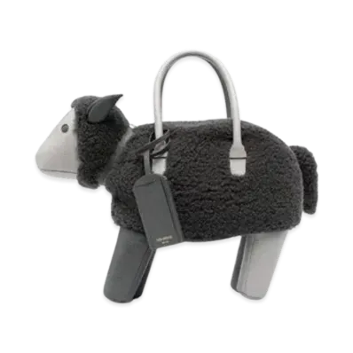 THOM BROWNE Shearling Wool Sheep Bag "Grey"