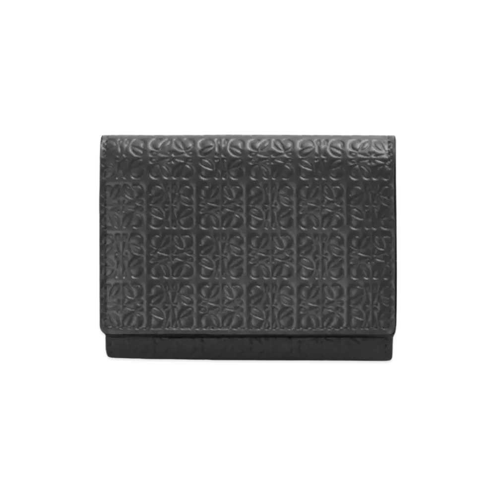 LOEWE Repeat Trifold Wallet Emboss Silk Calf "Black"