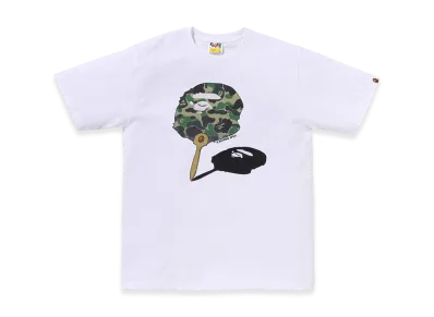 A BATHING APE ABC Camo Japanese Fan Ape Head Tee "White/Green"