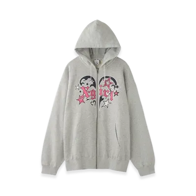 X-Girl Tribal Heart Zip Up Sweat Hoodie "Ash"