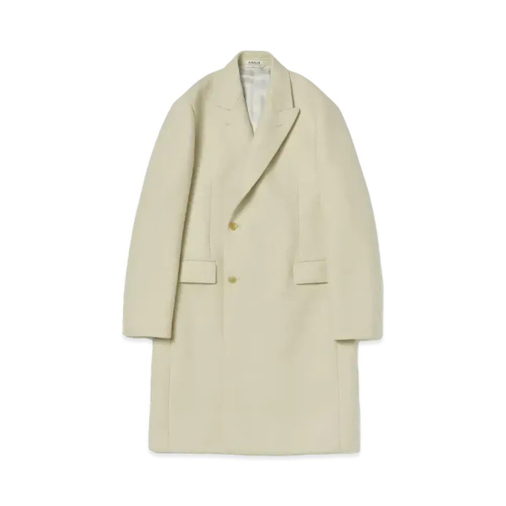 AURALEE Sponge Wool Melton Chesterfield Coat "Light Lime"
