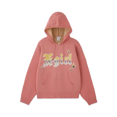X-Girl Gradient Logo Jacquard Knit Hoodie "Pink"