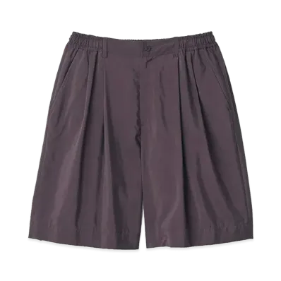 ssstein Silk Nylon Wide Easy Short Trousers "Charcoal Brown"