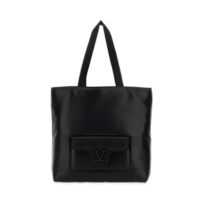 Valentino Nappa Leather Garavani Noir Shopping Bag "Black"