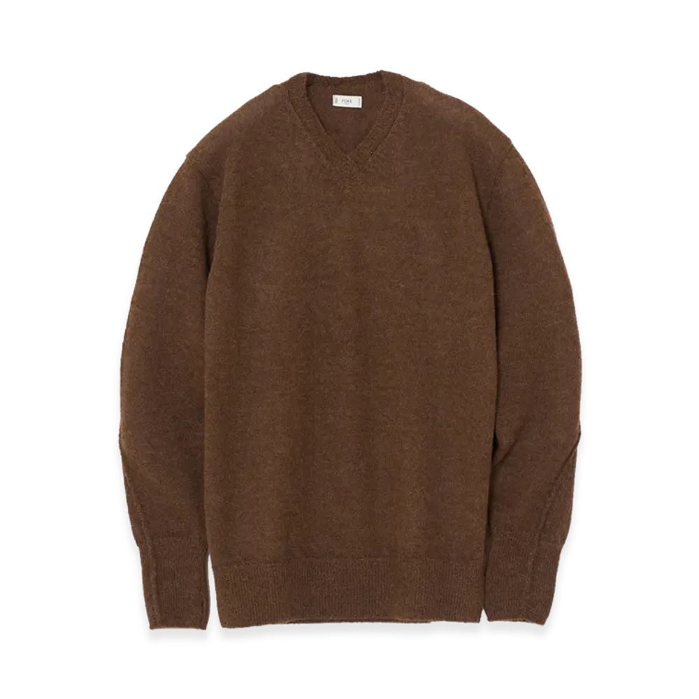 YOKE Baby Alpaca V-neck Sweater "Brown"