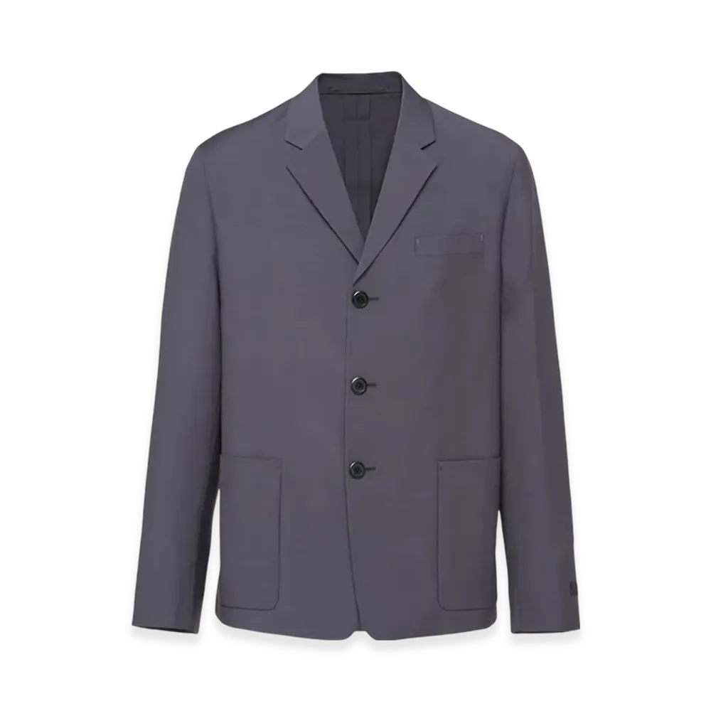 PRADA Single-Breasted Mohair Wool Jacket "Iron Gray"