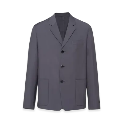 PRADA Single-Breasted Mohair Wool Jacket "Iron Gray"