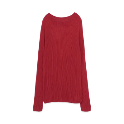 Yohji Yamamoto 12G2P 2X3 RIB WG ROUND NECK WG "Bordeaux"