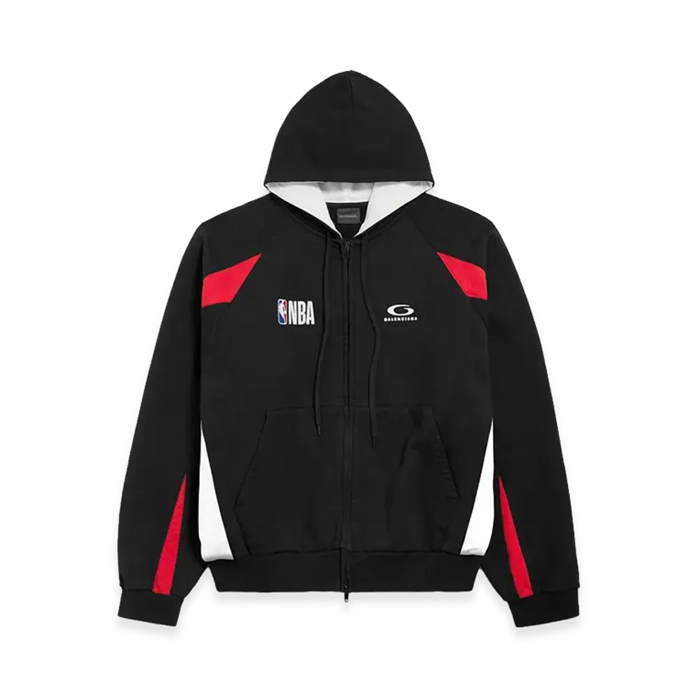 BALENCIAGA x NBA Collaboration Oversized Zip-Up Hoodie "Black/Multicolor"