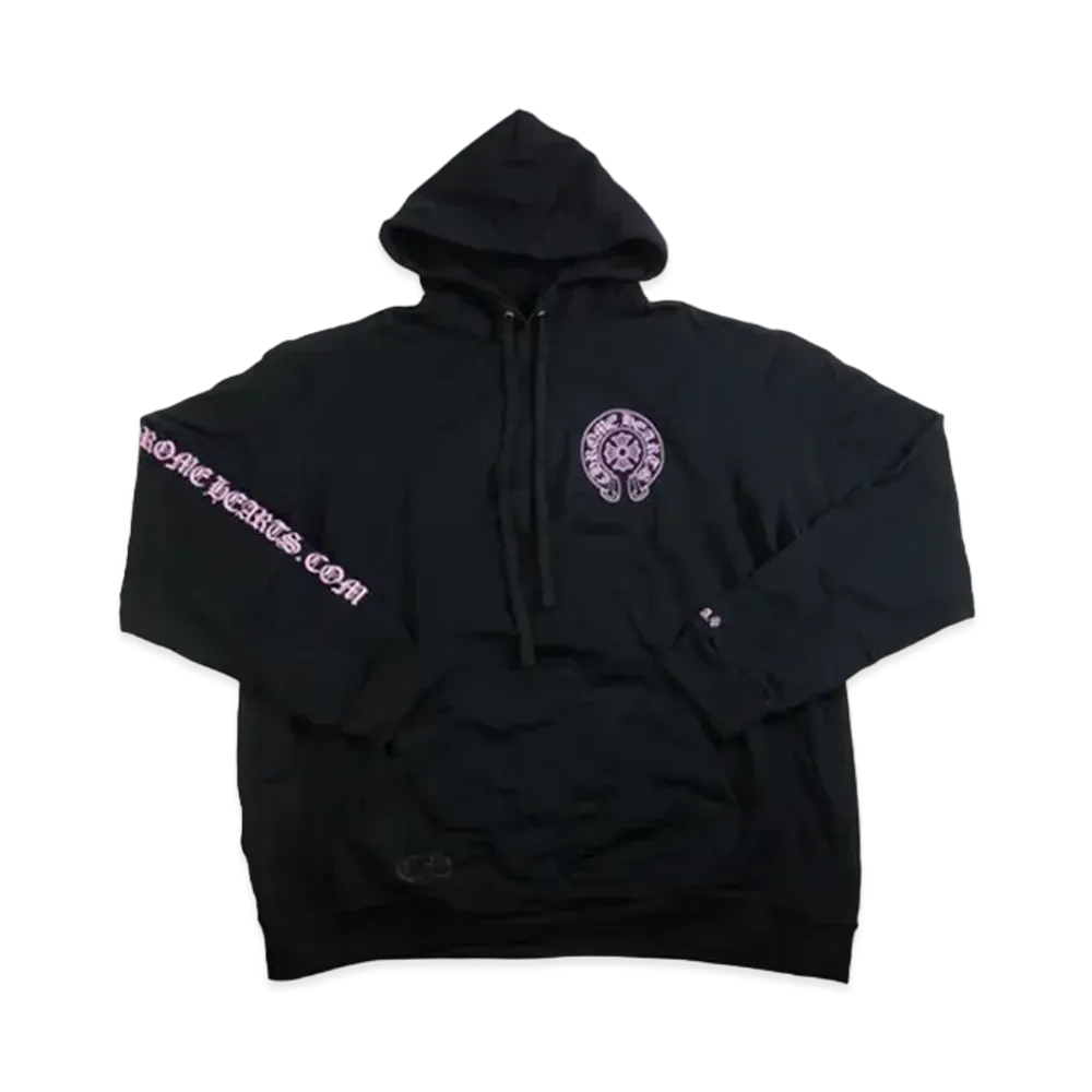 Chrome Hearts Back Horse Shoe Logo Glitter Print Hoodie Online Exclusive "Black/Pink"