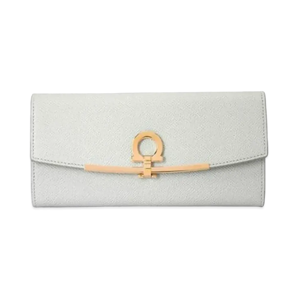 Salvatore Ferragamo Gancini Continental Wallet "Gull Grey"