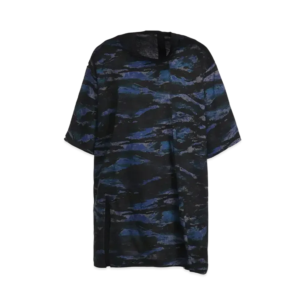 Ground Y Zebra Pattern Silkette Tuck Short Sleeve Big T-shirt "Blue"