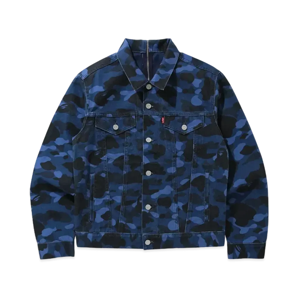 A BATHING APE x Levi's COLOR CAMO TRUCKER JACKET "Blue Camo"
