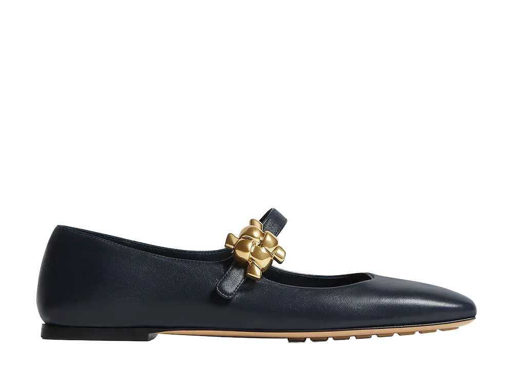 Bottega Veneta Women's Charlotte Mary Jane Ballerinas "Midnight"