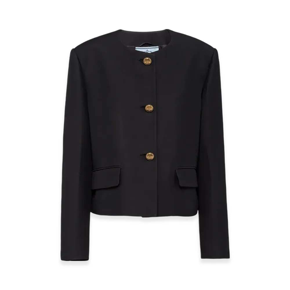 PRADA Women's Single-Breasted Tricotine Jacket "Black"